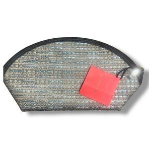 Alan Stuart Black Silver and Blue Woven Cosmetic Bag